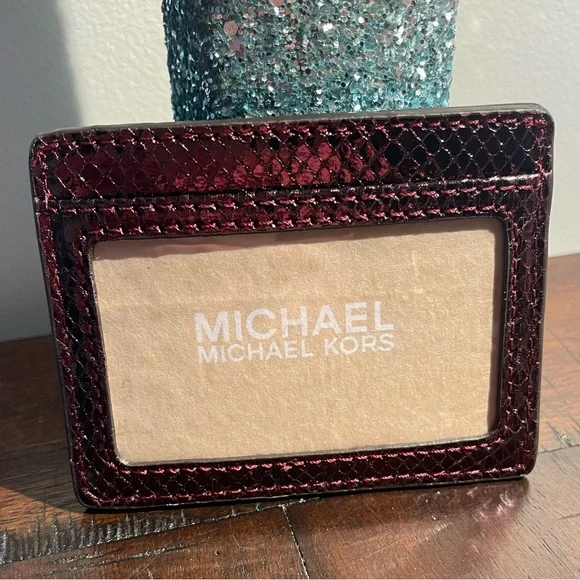 Michael Kors Metallic Burgundy Card Holder - Picture 2 of 3